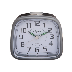 ASPEN Small Battery Powered Analog Bedside Alarm Clock With Snooze & Soft Backlight, Silent Sweep, Easy-To-Read Dial
