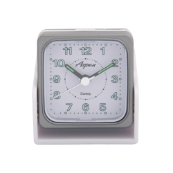 ASPEN Mini Foldable Analog Travel Alarm Clock - Night Light & Glow-In-The-Dark Hands - Silent Sweep, Battery Powered