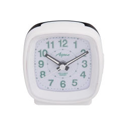 ASPEN Battery Powered Square Analog Bedside Alarm Clock With Snooze & Led Backlight, Silent Sweep, Easy-To-Read Dial In Green
