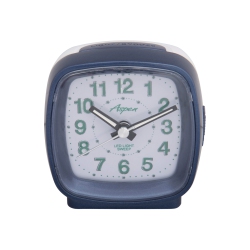 ASPEN Battery Powered Square Analog Bedside Alarm Clock With Snooze & Led Backlight, Silent Sweep, Easy-To-Read Dial In Green