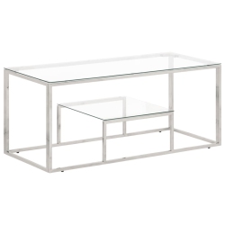 VIDAXL Coffee Table Stainless Steel And Tempered Glass In Silver
