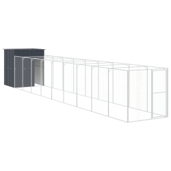 VIDAXL Dog House With Run Anthracite 165X1067X181 Cm Galvanised Steel