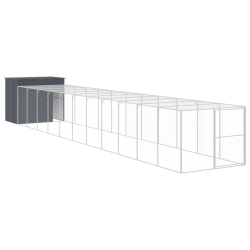 VIDAXL Dog House With Run Anthracite 214X1273X181 Cm Galvanised Steel