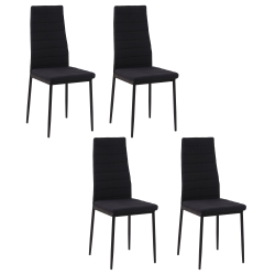 HOMCOM Modern Dining Chairs Set Of 4, Upholstered Linen Fabric Kitchen Chairs \w Channel Tufting And Metal Legs for Living Room, Dining Room, Bedroom