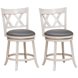 COSTWAY 25.5" Hand-Antiqued Bar Stool Set Of 2 Swivel Counter Height 20" Wider Seat