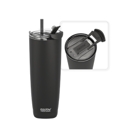 ASOBU Aqualina Stainless Steel Insulated Water Bottle With Interchangeable Hot And Cold Lid And Built In Straw