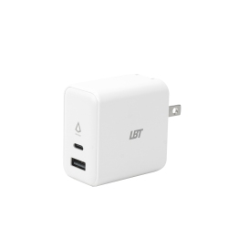 LBT Ultra Fast Mini 65W Dual-Port Gan Pd Wall Charger (45W + 12W) - In White