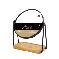 PURSONIC Dual Side Mirror With Natural Wood Tray