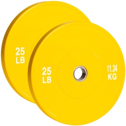 PRISP Olympic Bumper Weight Plate - Rubber Plate for 2 Inch Olympic Barbell With Steel Insert; Pairs, Sets And Single Plates Available
