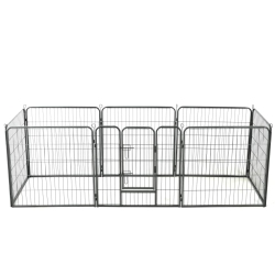 VIDAXL Dog Playpen 8 Panels Steel 80X80 Cm In Black