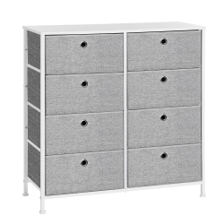 SONGMICS HOME 4-Tier Storage Dresser With 8 Easy Pull Fabric Drawers And Wooden Tabletop for Closets, Nursery, Dorm Room, Light Gray And Ults24W