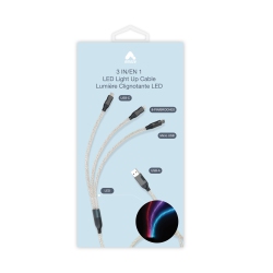 AMAZE 3.5-Foot USB-A to C Lightning Micro Light-Up Cable - Multicoloured