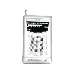 HRS GLOBAL - Mini Portable Am/fm Radio, Telescopic Antenna In Silver