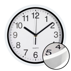 HAUZ - Round Wall Clock, 9" Diameter, Quartz Precision In White