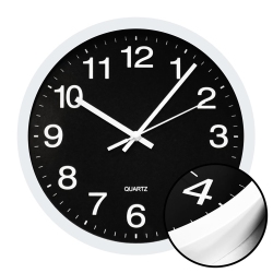 HAUZ - Round Wall Clock, 12" Diameter, Quartz Precision In Black