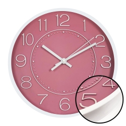 HAUZ - Round Wall Clock, 12" Diameter, Quartz Precision In Pink