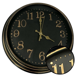 HAUZ - Round Wall Clock, 16" Diameter, Quartz Precision In Black