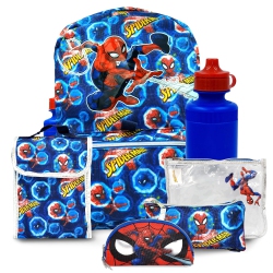FAST FORWARD Spiderman Backpack 16 Inch Kids Backpack With Lunch Box-6 Piece Set for Kids