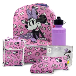 FAST FORWARD Minnie Mouse Backpack 16 Inch Kids Backpack With Lunch Box- 6 Piece Set for Kids
