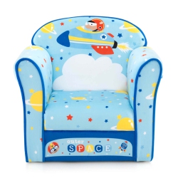 COSTWAY Kid's Sofa Chair Toddler Upholstered Armchair Wooden Frame Children Couch In Blue