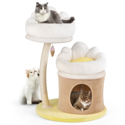 GYMAX 33" Cat Tree Indoor Cat Tower W/ Condo Sisal Scratching Post Washable Top Nest