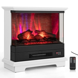 COSTWAY 27" Electric Fireplace Heater Freestanding 1400W Remote Control Timing Function