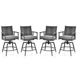 COSTWAY 360° Swivel Bar Stool Set Of 4 Counter Height Bar Chair With Metal Frame