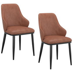 Kash Contemporary Faux Leather Dining Chair - Set of 2 - Saddle