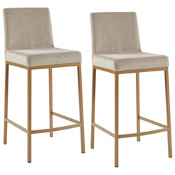 Diego Contemporary Counter Height Barstool - Set of 2 - Beige