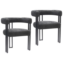 Scarlet Contemporary Fabric Dining Chair - Set of 2 - Charcoal