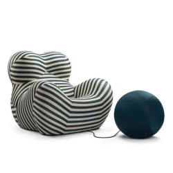 LIVINVELURIS Upholstered Accent Chair With Cord Attached Ottoman - Multi Color