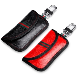 HLD 2 Pack Faraday Bag for Car Key Fob, Genuine Leather Car Key Rfid Signal Blocking Pouch Keyless Signal Block Key Case for Car Security, Anti-Theft