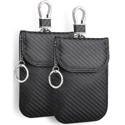 HLD 2 Pack Of Faraday Bags, Anti-Hacking Case, Anti-Theft Rfid Signal Blocking Pouch for Car Key, Carbon Fiber In Black