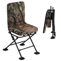 COSTWAY Folding Silent Swivel Blind 360°Swivel Hunting Chair W/all-Terrain Foot Pads