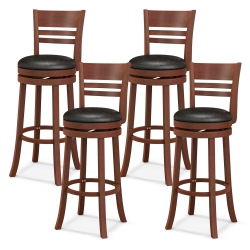 COSTWAY Set Of 4 Bar Stools Swivel Bar Height Dining Chairs With Backrests & Footrests