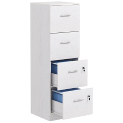 HOMCOM File Cabinet With 4 Drawers for Home Office, Vertical Filing Cabinet With Lock, Adjustable Hanging Bar for A4 And Letter Size In White