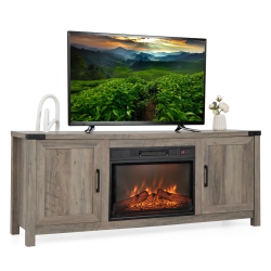 COSTWAY 62" Fireplace Tv Stand Media Console Cabinet W/23" Electric Fireplace for 70" Tv