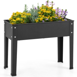 COSTWAY 24" Raised Garden Bed With Legs Metal Elevated Planter Box Drainage Hole Backyard