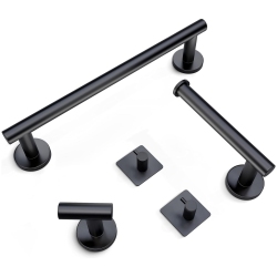 NIERBO 5 Pieces Matte Bathroom Hardware Set Wall Mounted - Includes 16 Inch Towel Bar, Toilet Paper Holder, 3 Towel Hooks – Sus304 Stainless