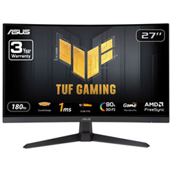 ASUS TUF 27" FHD 180Hz 1ms GTG Curved VA LED FreeSync Gaming Monitor (VG27VQ3B) - Black