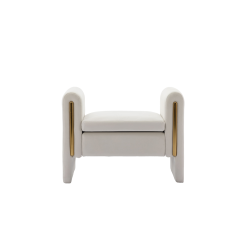 KOSSMAI 33" Velvet Fabric Bench Ottoman for Living Room Entry Bedroom - In Ivory