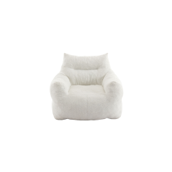KOSSMAI Teddy Fabric Bean Bag Chair With Memory Foam for Living Room Bed Room - In Ivory