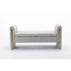 KOSSMAI 53" Velvet Fabric Storage Bench Ottoman for Living Room Entry Bedroom Light - In Grey