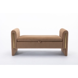 KOSSMAI 53" Velvet Fabric Storage Bench for Living Room Entry Bedroom - In Brown