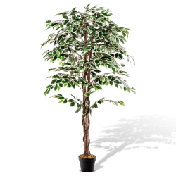 COSTWAY 63 Inch Artificial Ficus Tree Faux Indoor Plant In Nursery Pot for Decoration