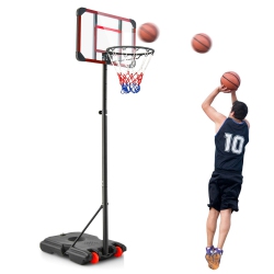 COSTWAY Portable Basketball Hoop Stand 6.3Ft-8.1Ft Adjustable Withwheels & Edge Protectors
