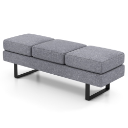 COSTWAY Waiting Room Bench Seating With Metal Frame Leg Upholstered Reception Bench In Grey