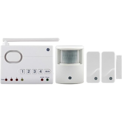 GE 45171 Wireless Alarm System – Includes Control Center, 2 Door Sensors + 1 Motion Detector