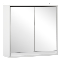 HOMCOM Medicine Cabinet With Mirror, Modern Bathroom Wall Cabinet, Wall-Mounted Mirror Cabinet With 2 Doors And Adjustable Shelf In White