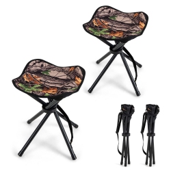 COSTWAY 2 Pack Folding Hunting Stool Lightweight Foldable Outdoor Stool Seat